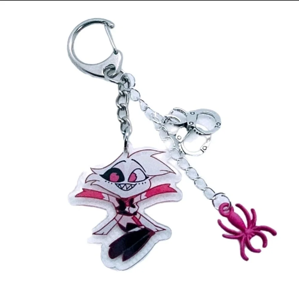 Angel Dust Hazbin Hotel Keychain! Handmade- Double Sided Acrylic Angel Charm w/ - Picture 2 of 4